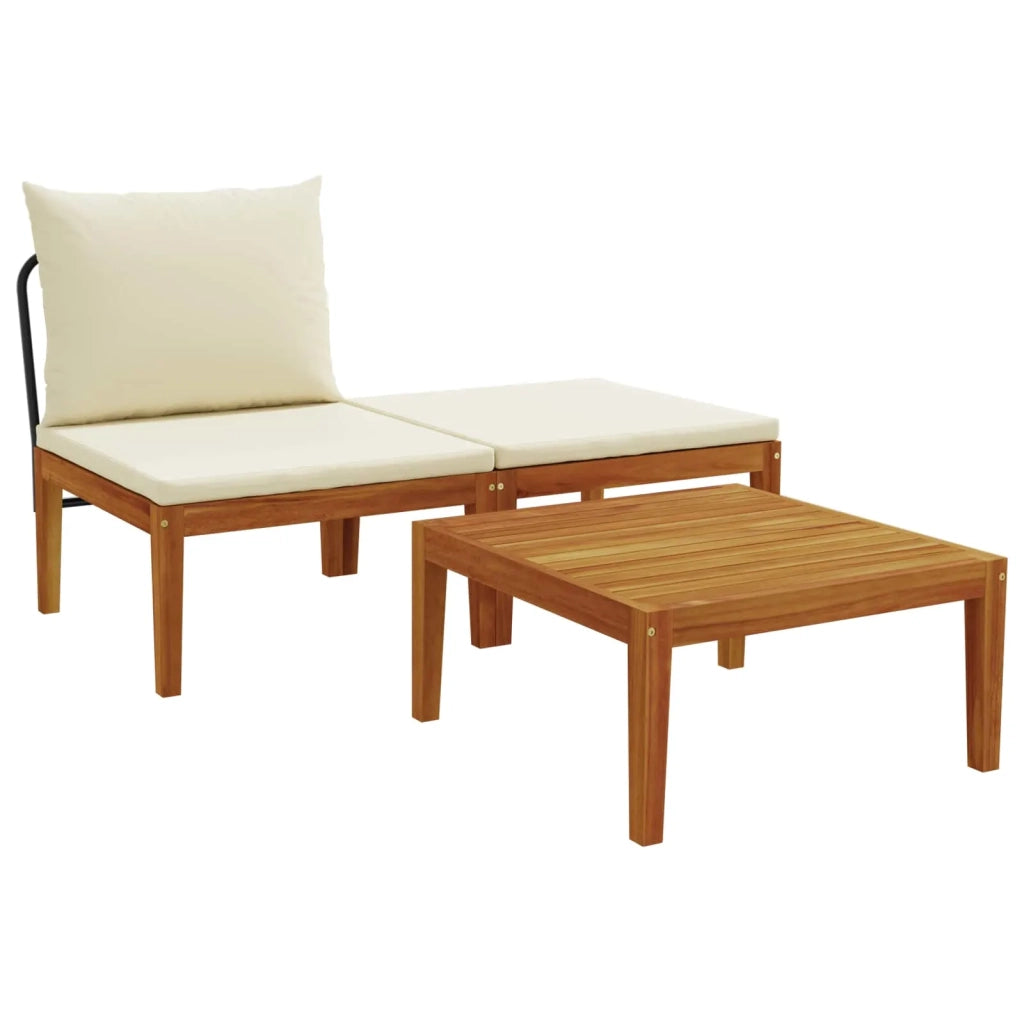 3 pz Set da Giardino con Cuscini Naturale 42022067
