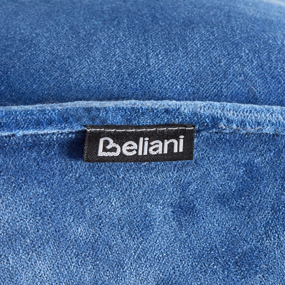 Pouf ottomano in velluto blu poggiapiedi rotondo Glam
