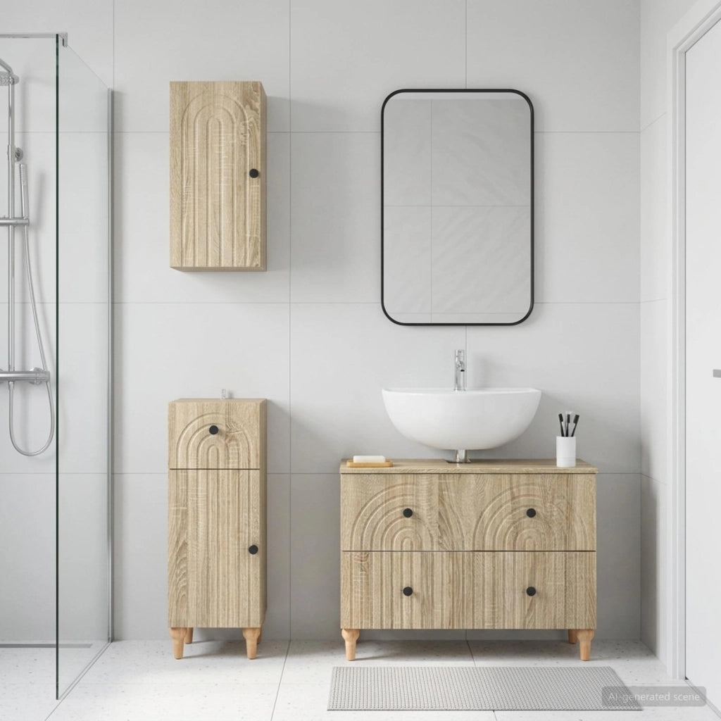 Set di armadietti da bagno in 3 pezzi ALKMAAR Rovere Sonoma 3417749