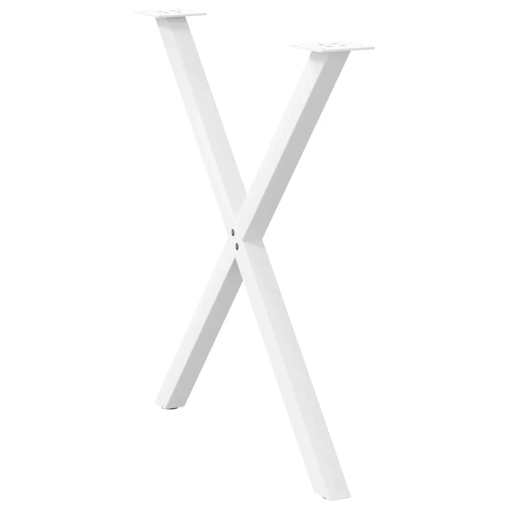 Gambe per tavolo da pranzo a forma di X 2 pz bianche 80x(72-73) cm in acciaio 4012921