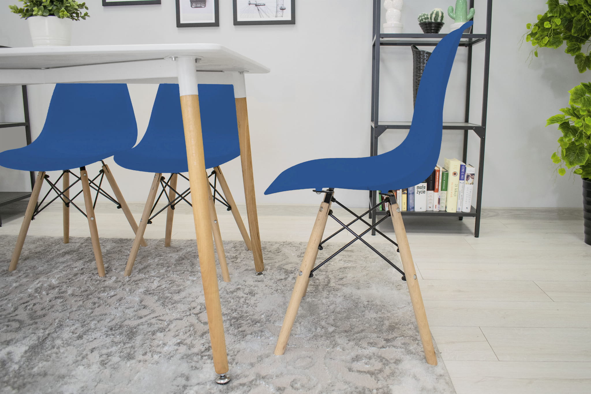 Sedia ergonomica Valora OSAKA con gambe naturali blu per soggiorno x2