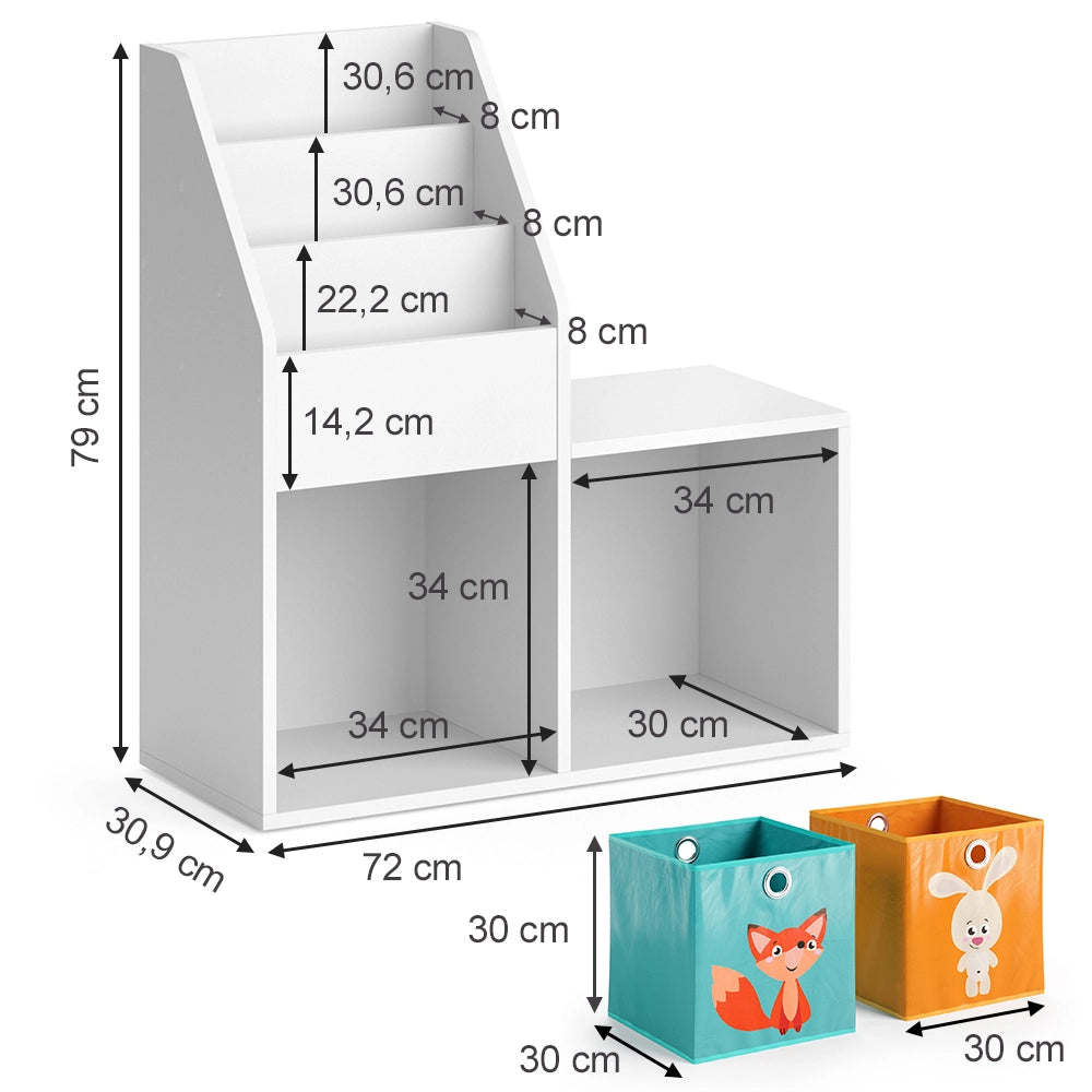 Vicco Libreria bambini Bianco 72 x 79 cm Mini, con 2 cassette pieghevoli opt.1