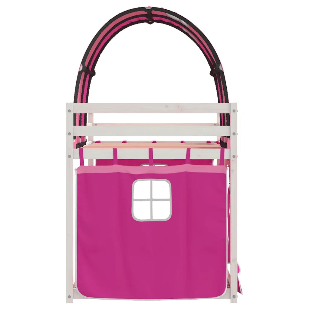 Letto a Castello senza Materasso Rosa 80x200 cm Legno di Pino