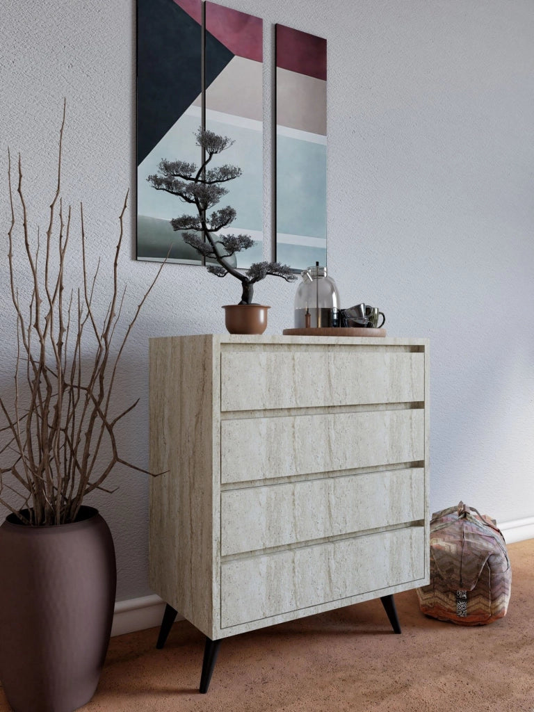 Cassettiera in legno "Suvera" - 70 x 40 x 86 cm - Travertino