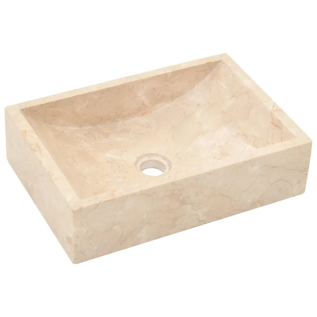 Mobile Vanità Bagno e Lavandini Marmo Crema Legno Massello Teak 3096578
