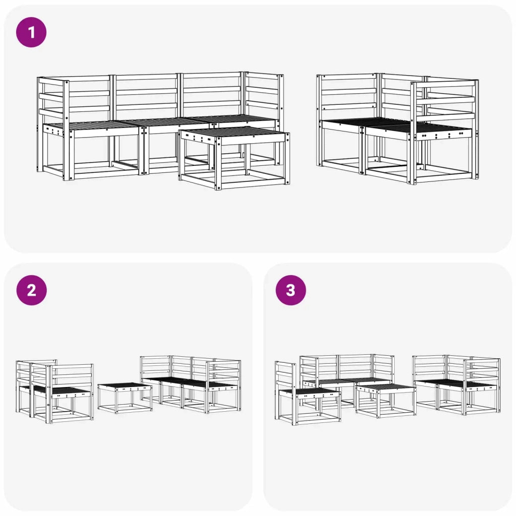 Set di divani da esterno 6 pcs Bianco 59 x 59 x 37 cm 3387228