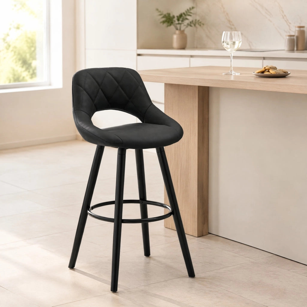 SGABELLO DA BAR Ergonomico 91 cm Anthracite in Tessuto e Legno Massello