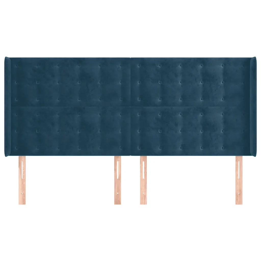 Testiera ad Orecchio Blu Scuro 203x23x118/128 cm in Velluto 3120084
