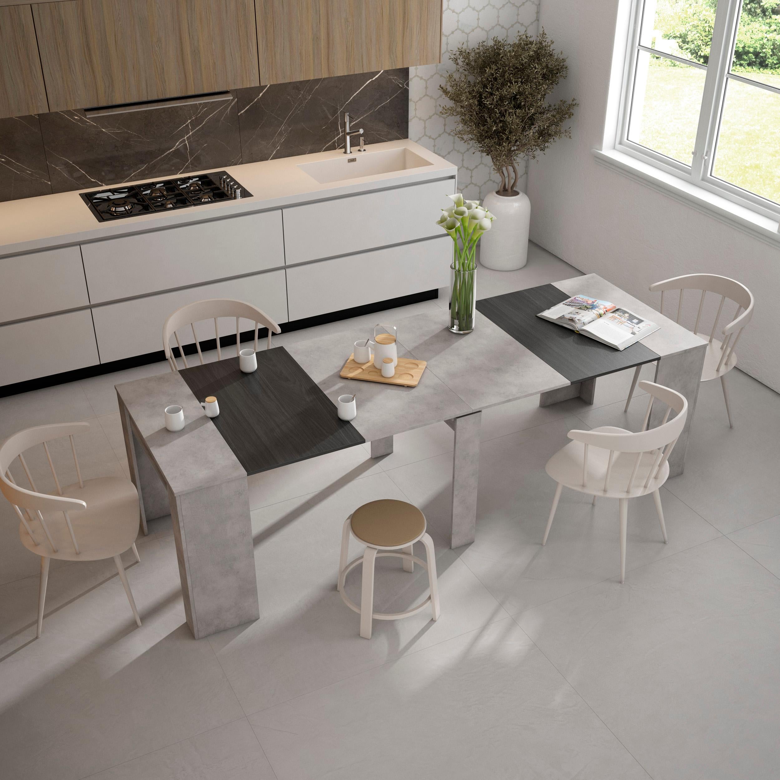 Consolle allungabile, 262x90x77cm, Per 12 persone, Tavolo da pranzo, grigio cemento RF2650