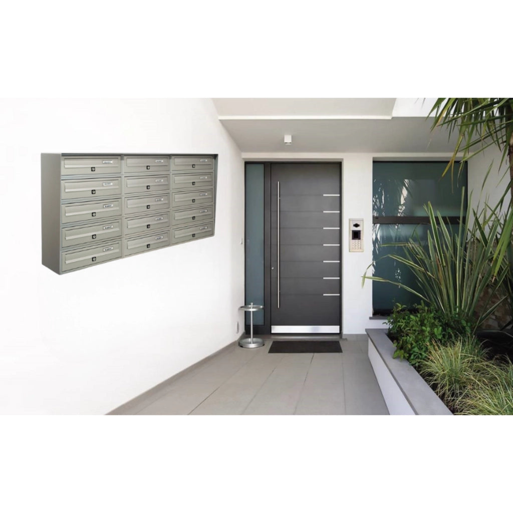 ALUBOX SLIM Cassette Postali Condominiali 15 Posti 62,8X116X30 Cm In Lamiera Zincata E Alluminio Cassetta Postale Da Esterno Condominiale Sistema Anti Prelievo Resistente All'Acqua