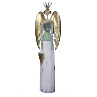 Angelo metallo con cuore oro e bianco cm 24,7x10,2xh88,2