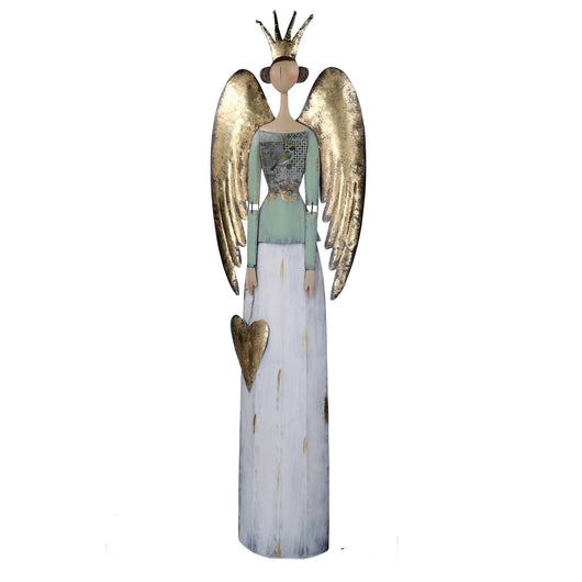 Angelo metallo con cuore oro e bianco cm 24,7x10,2xh88,2