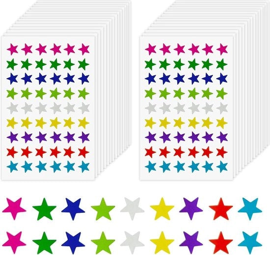 1620 pezzi 9 colori piccole etichette a forma di stella per bambini - stelle dorate lucide - carte di premio - cartoncini per invio (13 cm/5,1 pollici)