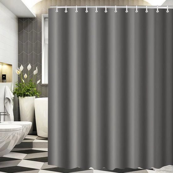 Douchegordijn 180 x 220 cm, colore grigio scuro, chiusura pesante, antimuffa, tessuto, impermeabile all'acqua, lavabile, stoffa poliestere, tende da doccia per la doccia, il bagno, con 12 anelli di chiusura per tende da doccia