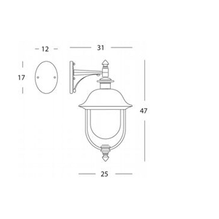 Applique Basso Esterno Contemp. Rustica Alluminio E Metallo Ruggine 1 Luce E27