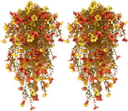 Quattro pezzi di fiori artificiali pendenti autunno, 76 cm pianta da parete in plastica resistente all'elemento atmosferico, fiori artificiali pendenti in stoffa per decorazione autunnale.