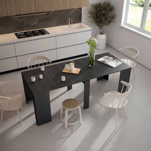 Consolle allungabile, 222x90x77cm, Per 10 persone, Tavolo da pranzo, Nero RF2644
