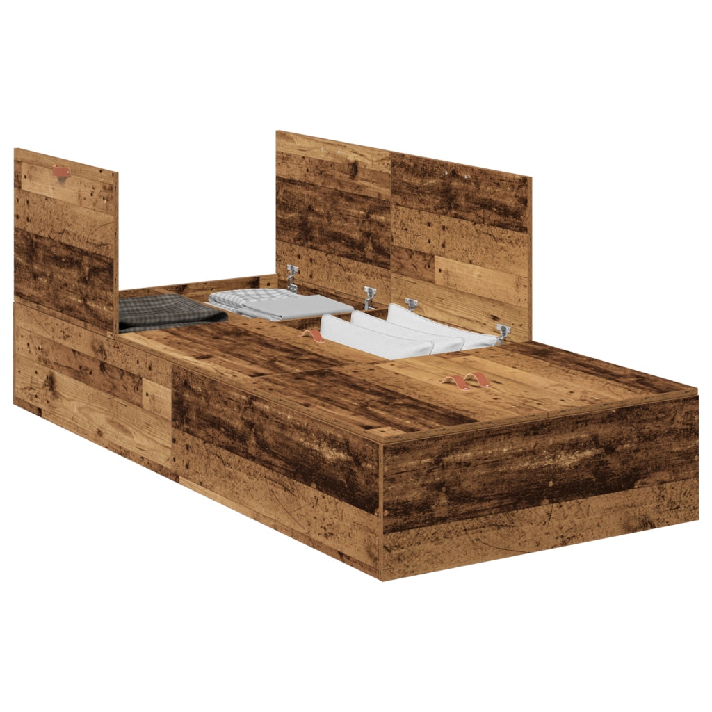 Struttura Letto con Contenitore in Legno Vintage 100x200 cm