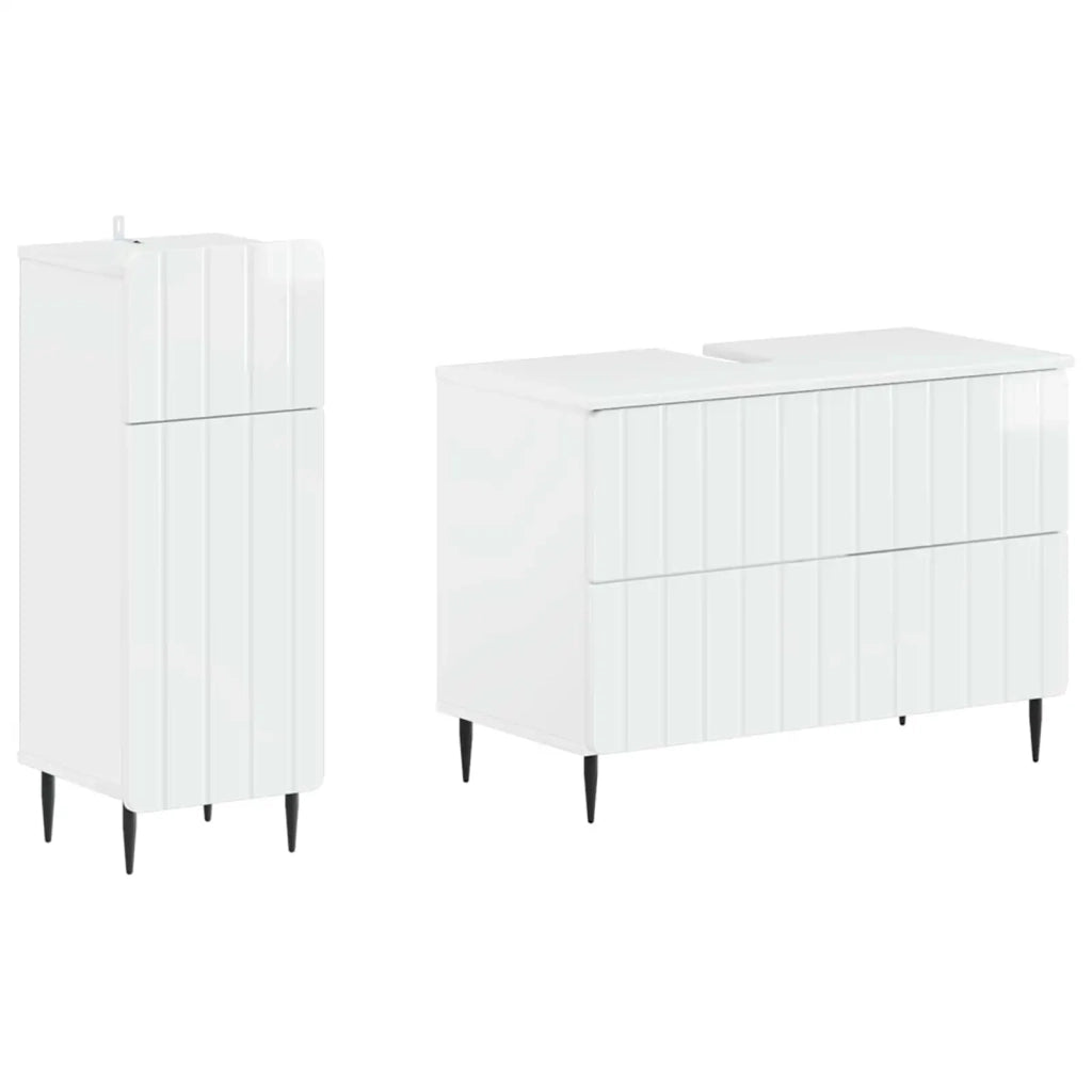 Set di Armadi da Bagno da 2 Pezzi ZWOLLE Bianco Lucido 3417679