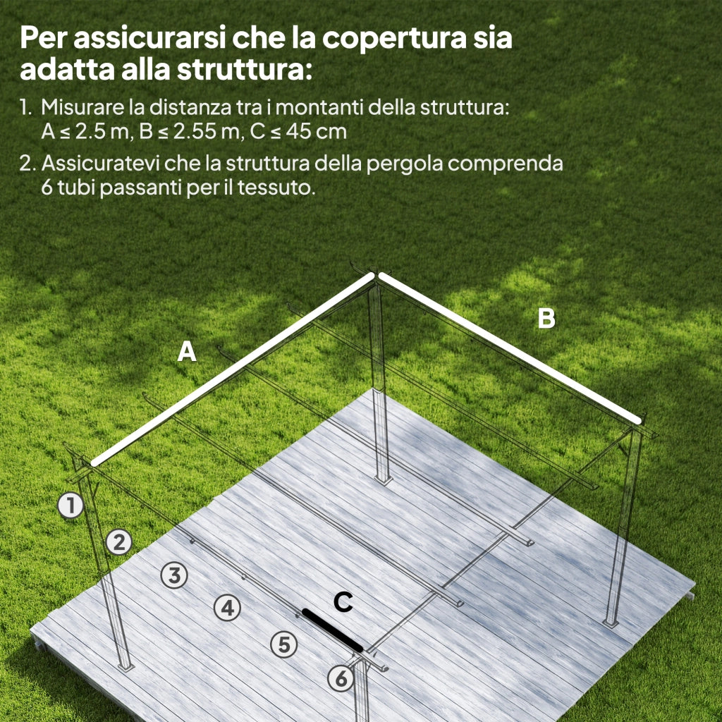 Telo per Pergola 250x255 cm con 10 Fori di Drenaggio in Poliestere  Crema