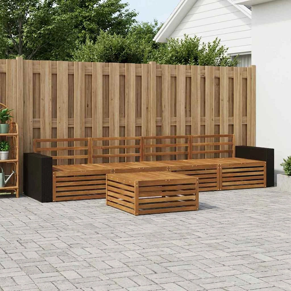 Set di divani da esterno 5 pz Naturale Legno di Acacia Massello 3383002
