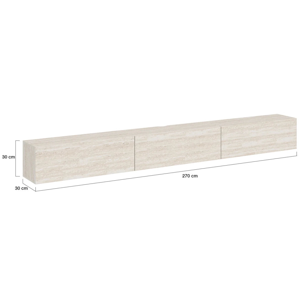IDMarket - Mobile TV sospeso ELIO da 270 cm con 3 ante, effetto travertino