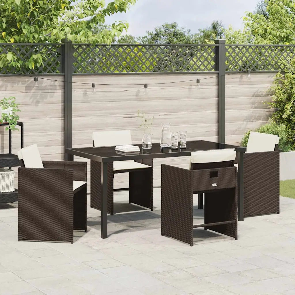 Set da Pranzo per Giardino 5 pcs Marrone polyrattan 3380699