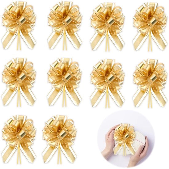 Striscia di Natale in Oro - 10 Pezzi - Striscia di Cadeau Grande - Striscia di Regalo - Decorazioni per la Tavola di Natale - Impermeabile - Design Lussuoso