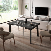 Consolle allungabile, 140x90x73cm, Per 6 persone, Gambe in legno, Nero RF3038