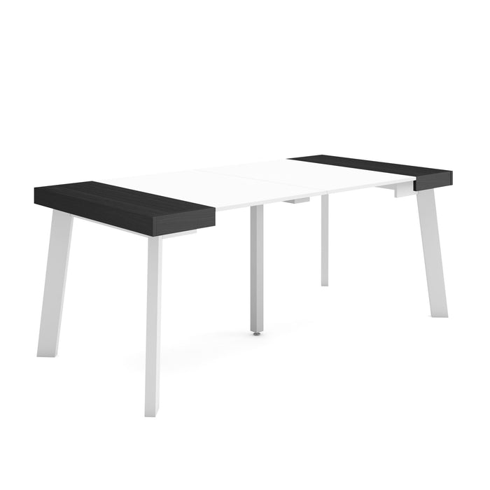 Consolle allungabile, 180x90x73cm, Per 8 persone, Gambe in legno, Bianco e nero RF2990