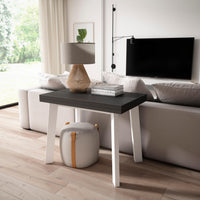 Consolle allungabile, 180x90x73cm, Per 8 persone, Gambe in legno, Bianco e nero RF2990