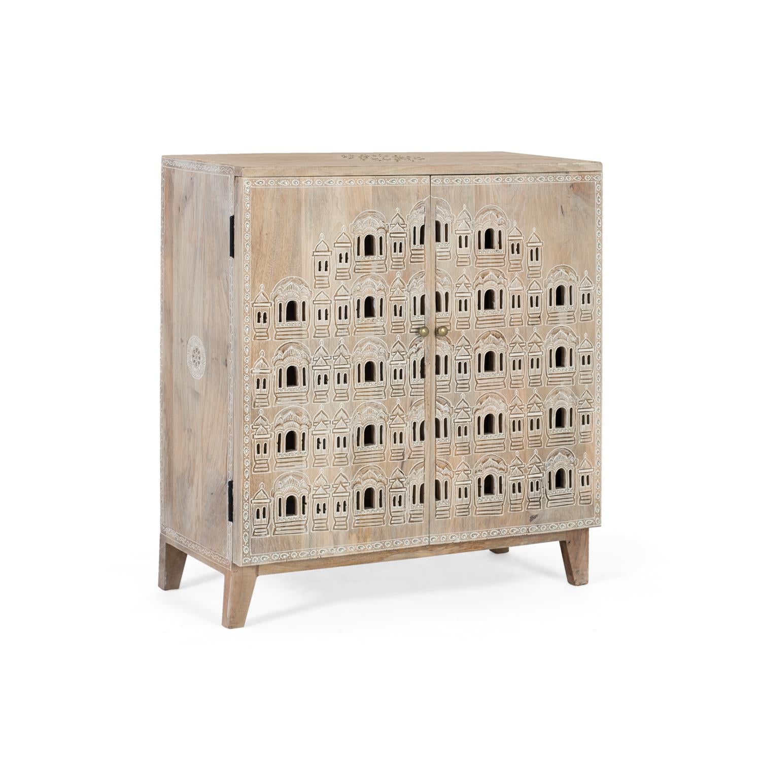 Credenza intagliata a mano in legno di mango