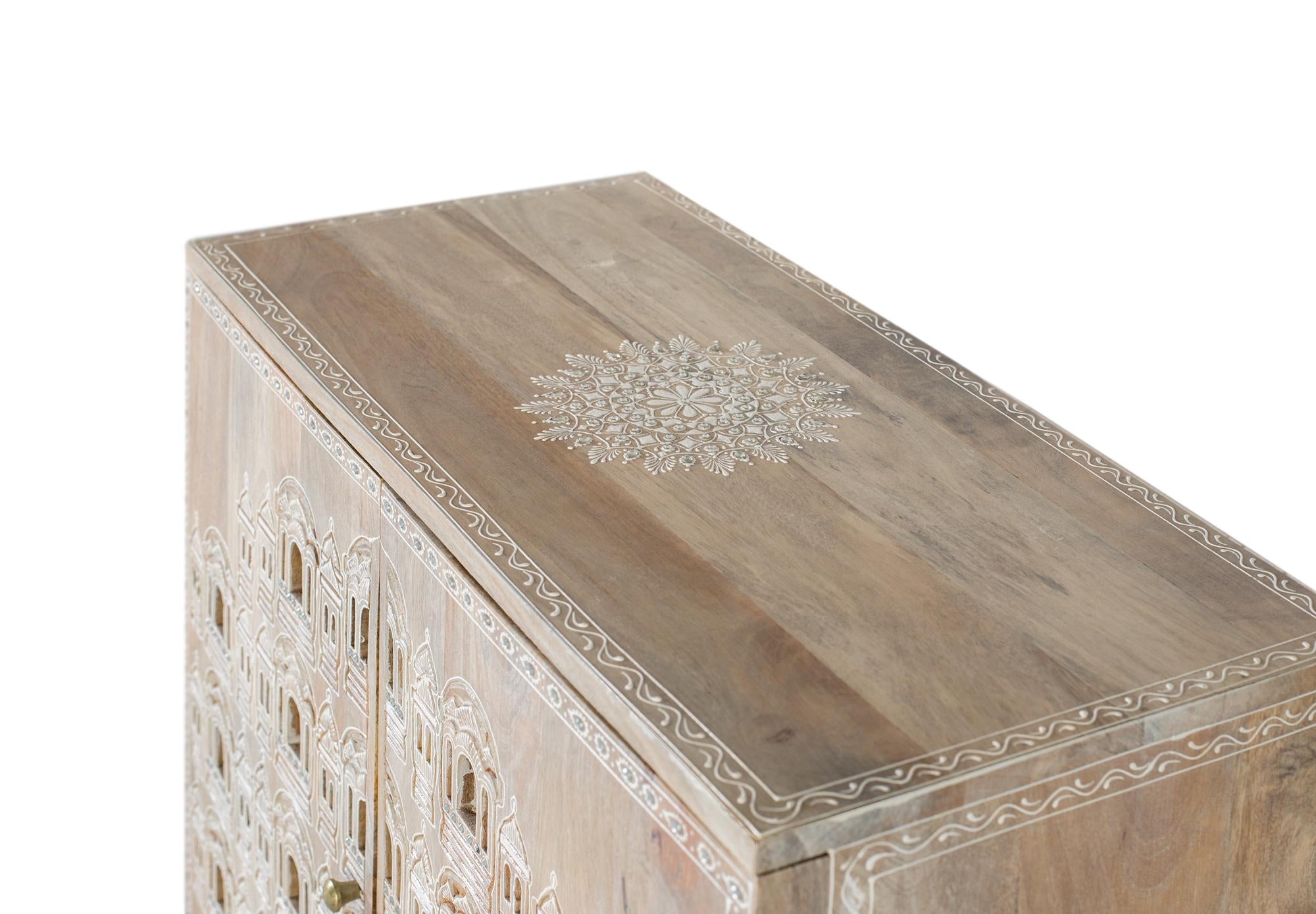 Credenza intagliata a mano in legno di mango