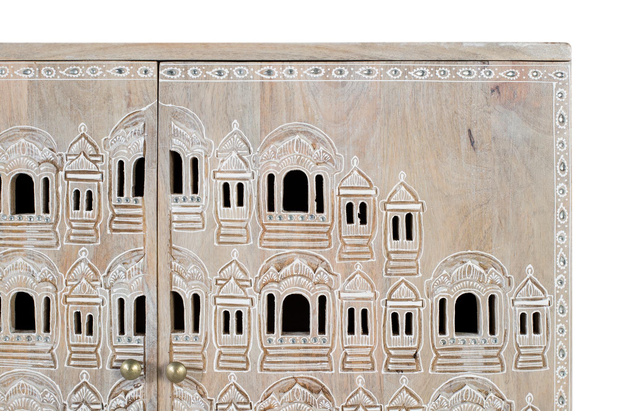 Credenza intagliata a mano in legno di mango