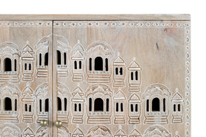 Credenza intagliata a mano in legno di mango