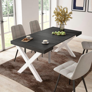 Consolle allungabile, 58 fino 160x90x73cm, Per 8 persone, Gambe in legno, Nero RF2737