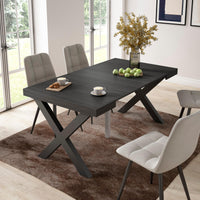 Consolle allungabile, 58 fino 160x90x73cm, Per 8 persone, Gambe in legno, Nero RF2751