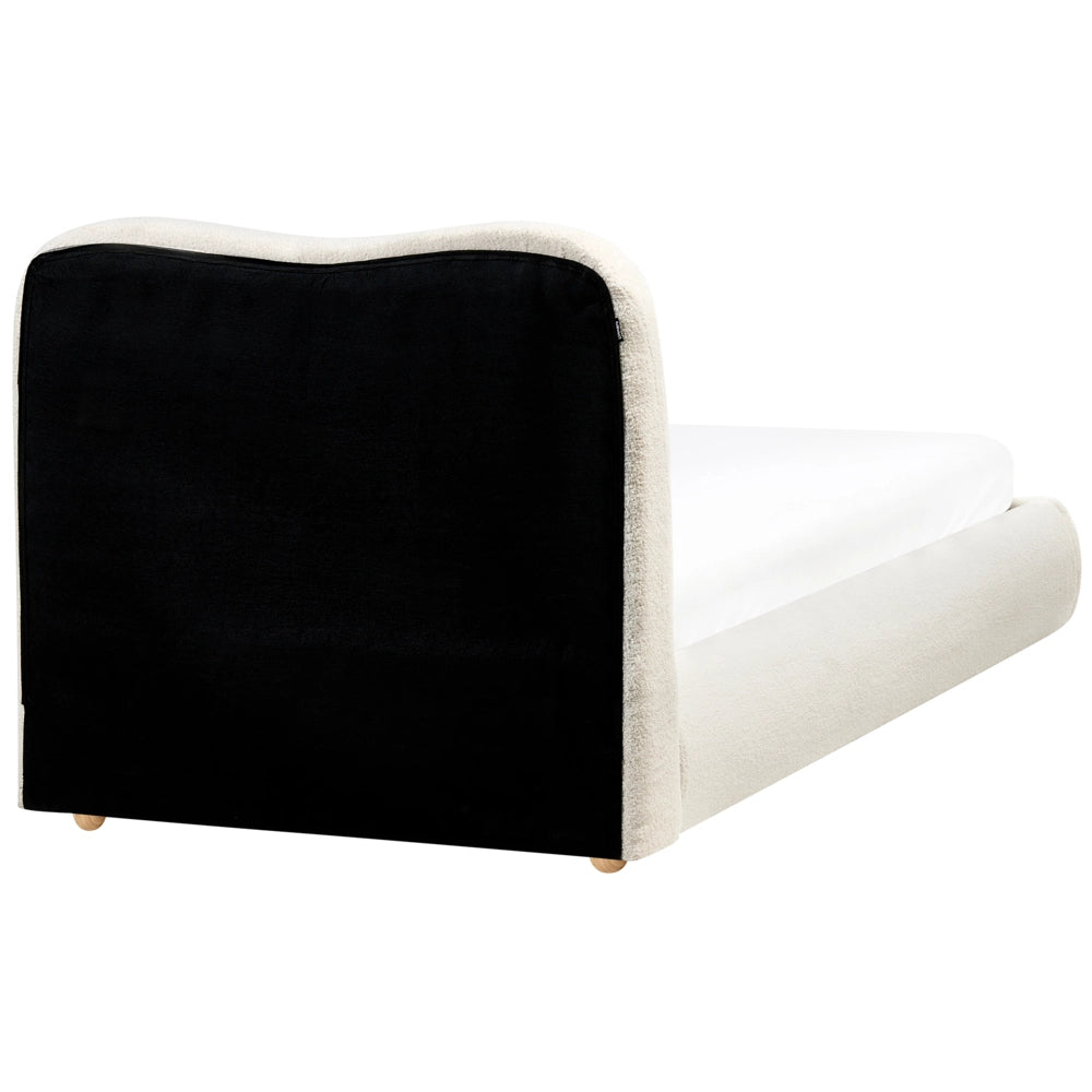 Letto con contenitore in bouclé bianco sporco 90 x 200 cm design moderno e minimalista