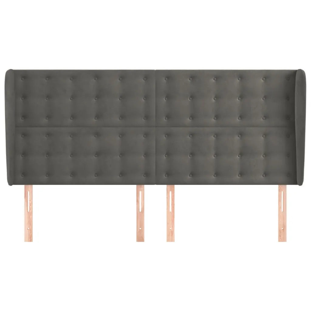 Testiera | Testata ad Orecchio GrigioScuro 203x23x118/128cm in Velluto