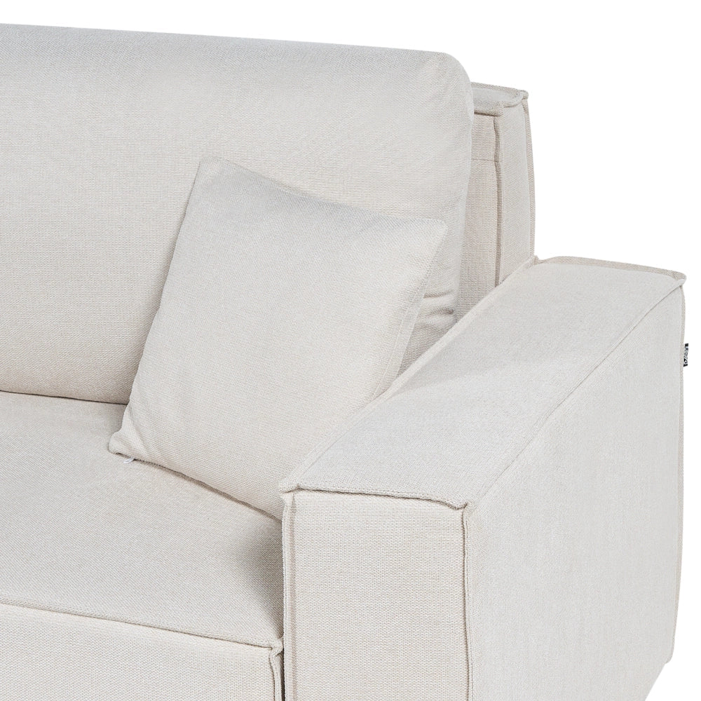 Divano letto angolare a destra Beige Tessuto poliestere imbottito 3 posti a L con cuscini Funzione letto Stile moderno Soggiorno
