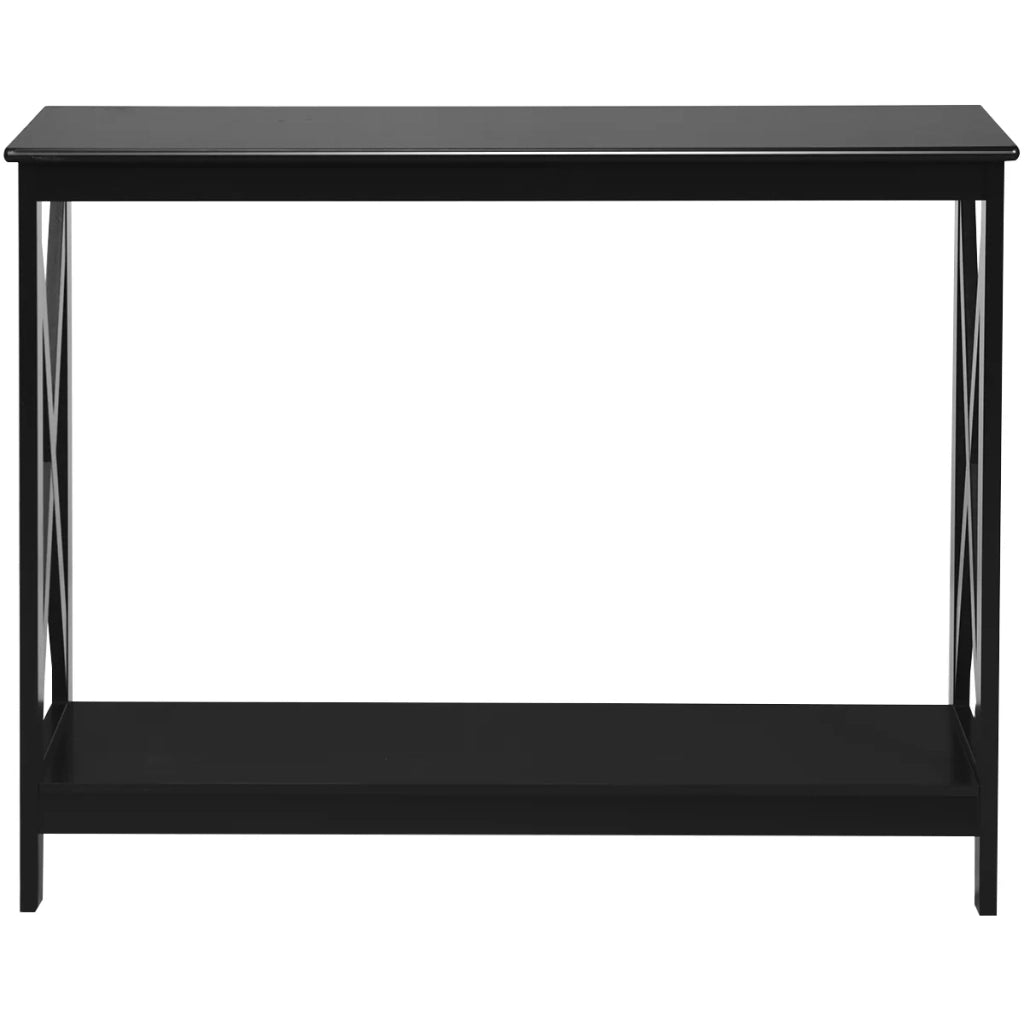 Tavolo consolle multifunzionale 100 x 30 x 80 cm con ripiano aperto stile industriale MDF nero 20_0013843