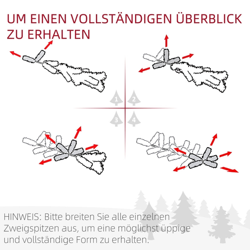 Albero di Natale artificiale sottile con 390 rami modellabili e base stabile in plastica verde e bianco Ø55 × 180 cm