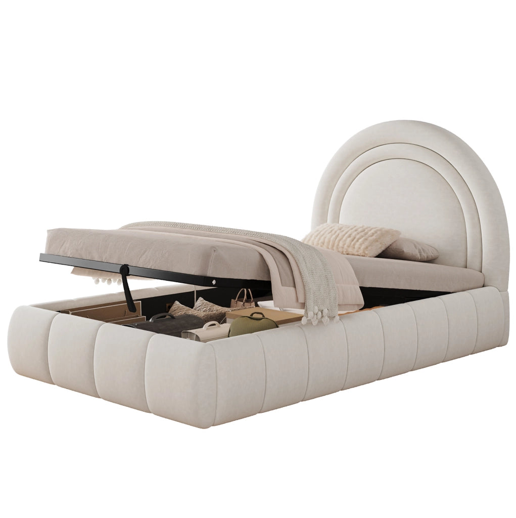 Letto imbottito per bambini 90x200 cm con contenitore e rete a doghe