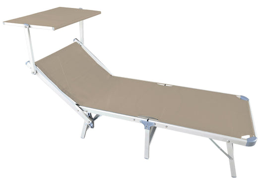 Lettino Prendisole Pieghevole da Giardino 180x61x46 cm in Alluminio Tortora
