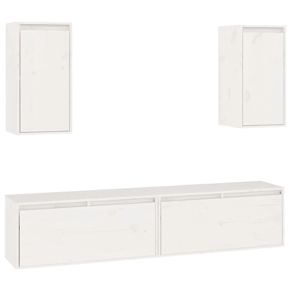 Mobile TV multimediale scaffale TV porta TV sala da pranzo soggiorno camera da letto 4 pezzi legno massello di pino bianco 02_0028722