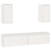 Mobile TV multimediale scaffale TV porta TV sala da pranzo soggiorno camera da letto 4 pezzi legno massello di pino bianco 02_0028722