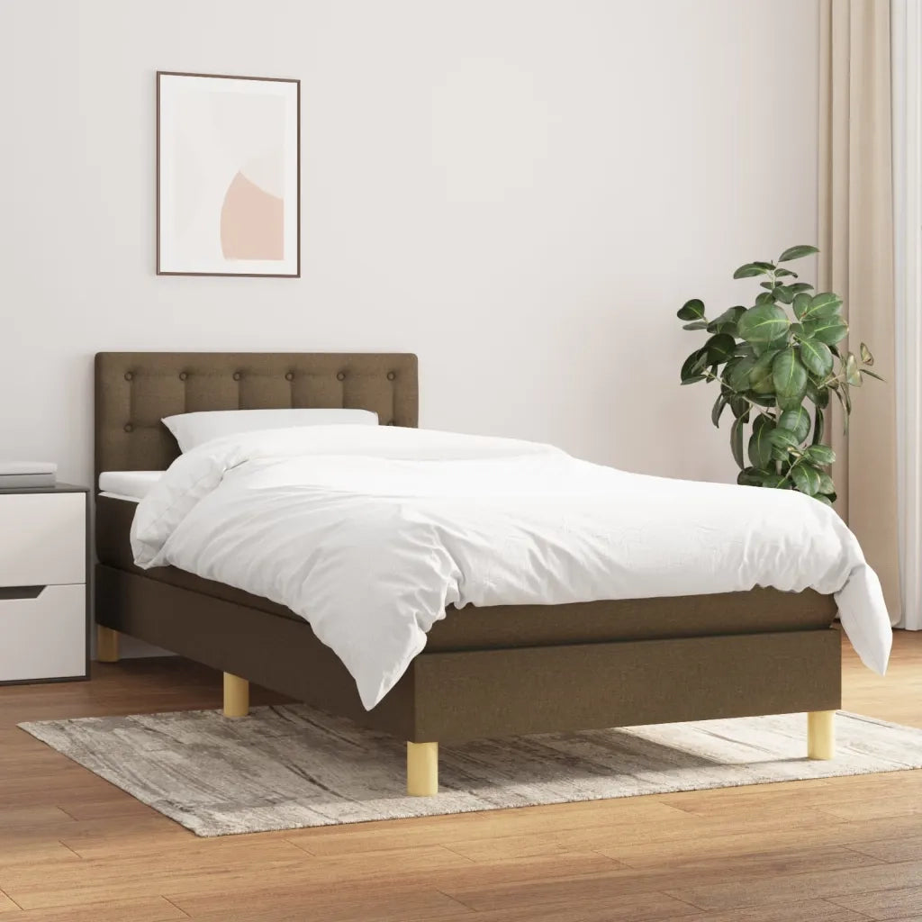 Giroletto a Molle con Materasso-Struttura Letto Marrone Scuro 90x200 cm Tessuto 714415