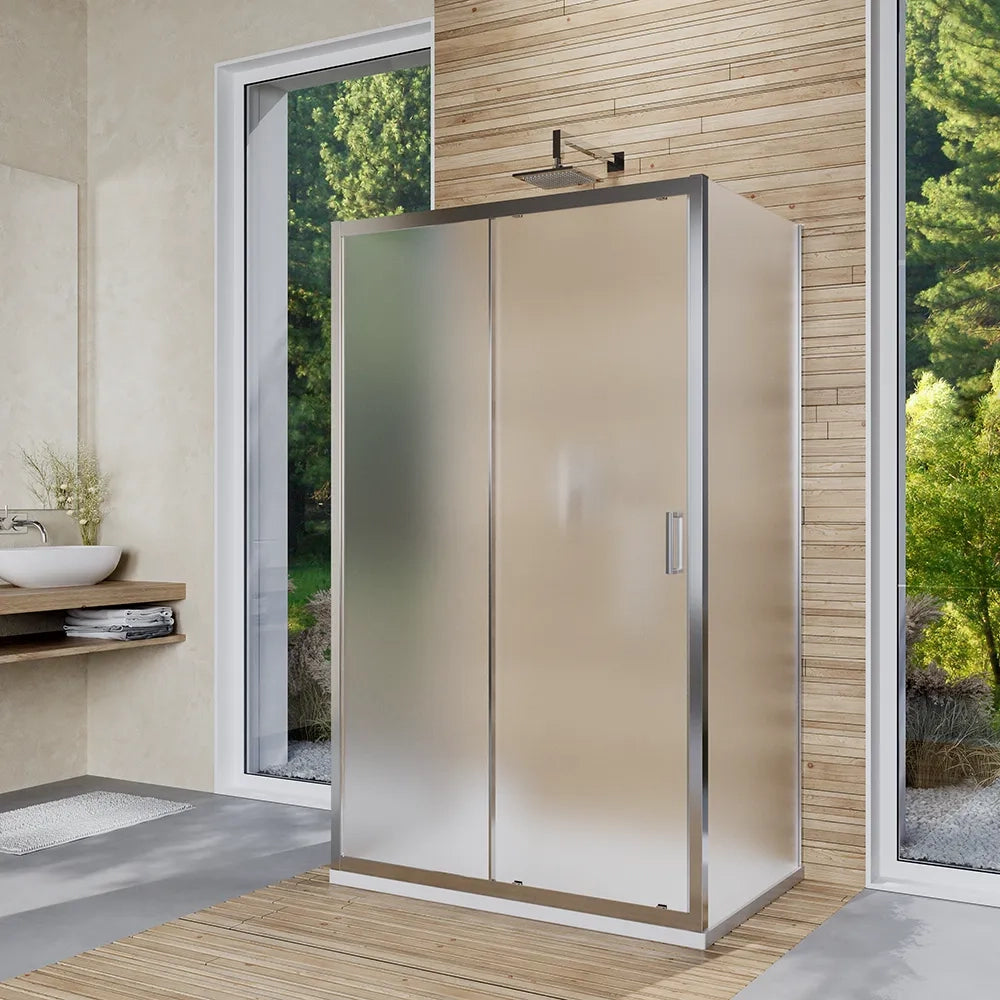 Box doccia 3 lati 80x135x80 cm con porta scorrevole e vetro temperato 6mm opaco | Ustica