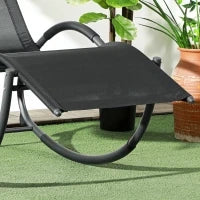 Sedia Sdraio a Dondolo Zero-Gravity da Esterno Impermeabile con Poggiatesta, 155x61x88 cm, Nero