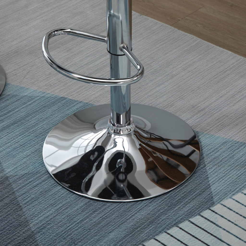 Easycomfort Set 2 Sgabelli da Bar, Altezza Regolabile con Base in Metallo e Seduta in Pelle PU, Sgabelli Moderni con Schienale e Poggiapiedi, 46x48x83-104cm, Bianco
